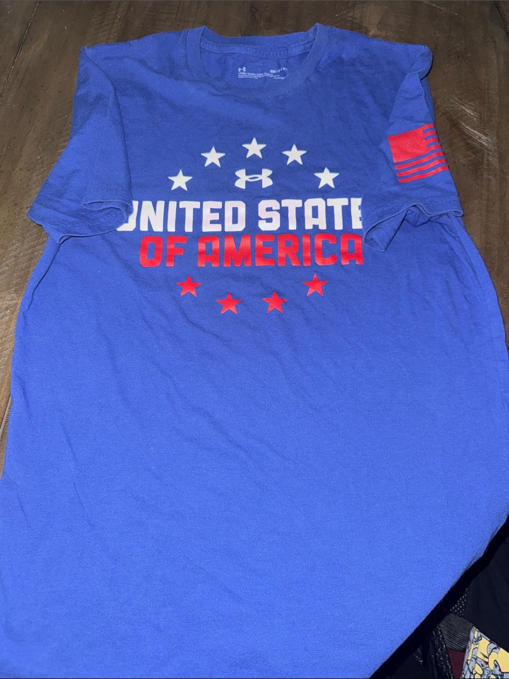 Under Armour Royal Blue Tee with Red and White USA Graphic